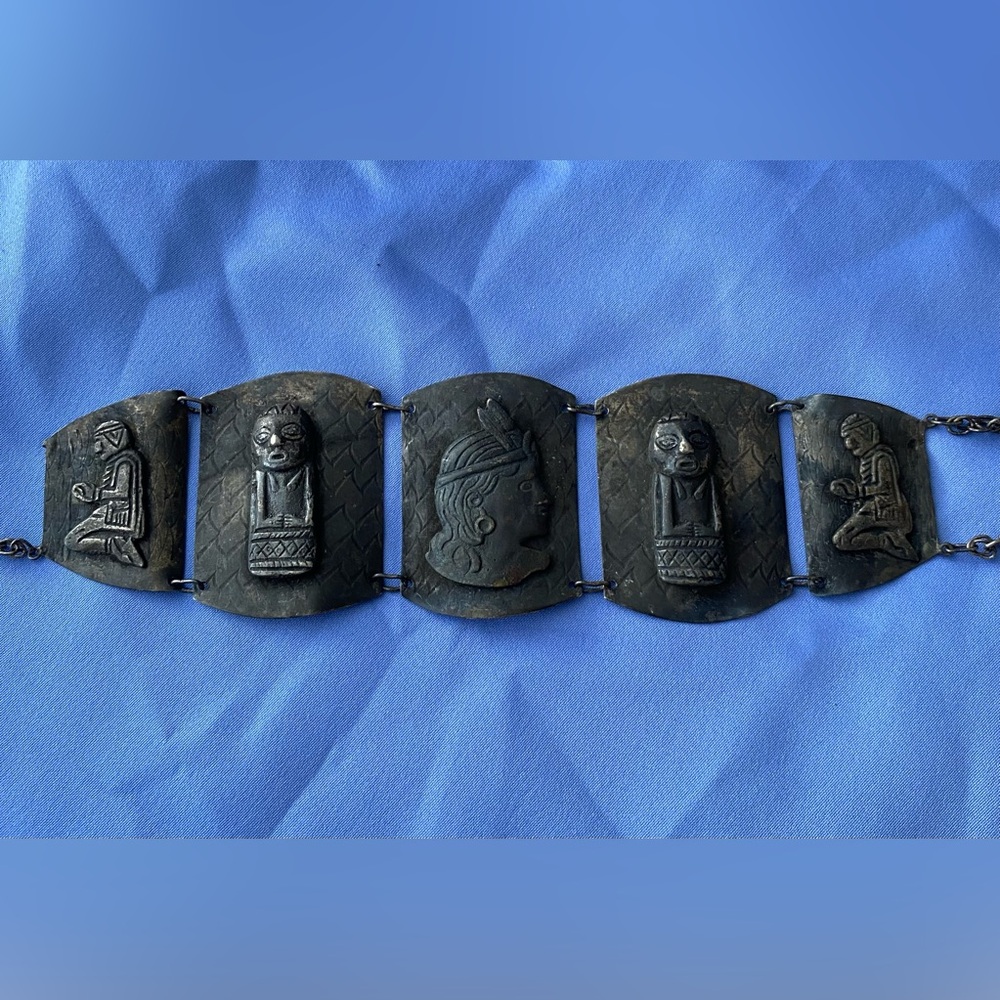 Industria Peru 900 Silver Ceremonial Icon Panel Bracelet . For Repair 78.2 g